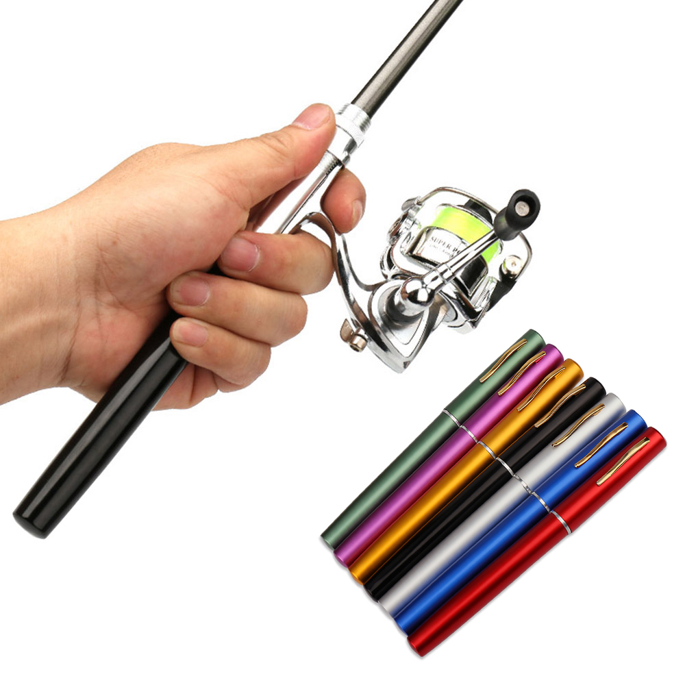 Penn Reel Fierce - 1M/1.4Mポケット折りたたみ式釣り竿リールコンボミニペン釣り竿キット7色ペン型折りたたみ式ロッドとリールホイール