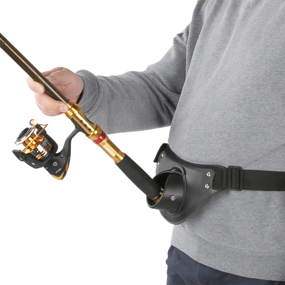 黒色PUレザー製調整可能回転式釣り用ウエストベルト（ロッドホ - Fishing Belt のレビューと価格